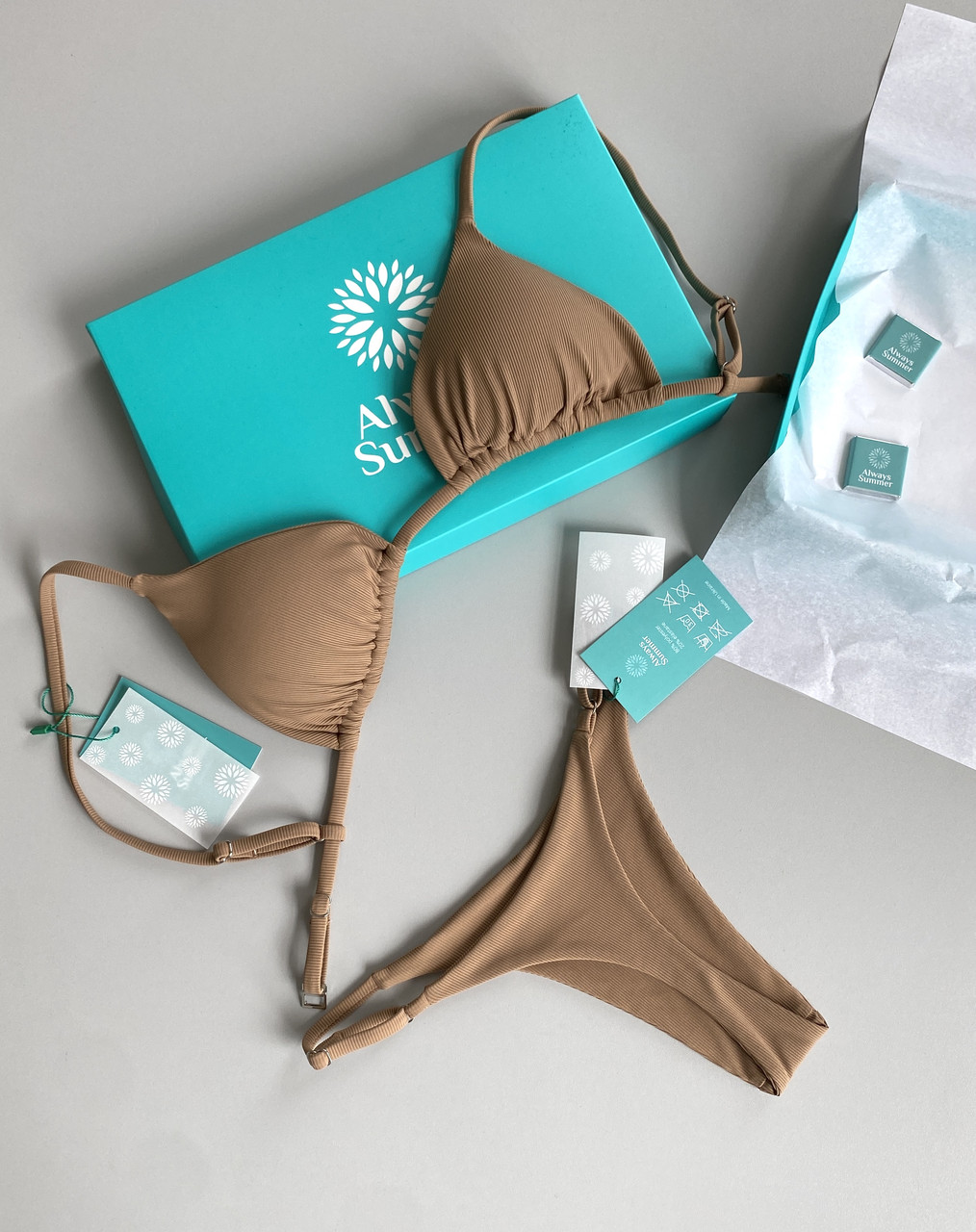 Купальник жіночий роздільний Yasmin бежевий рубчик, фото 1