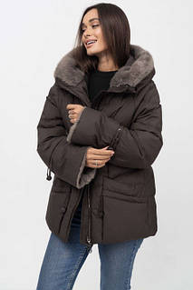 Куртка-пуховик великих розмірів з хутром Plus Size Mishele  46-56 (UKR 46/48-58)