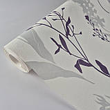 Шпалери вінілові на флізеліні 0.53 × 10.05 м Marburg 6533-30, білі з фіолетово-срібним орнаментом — для спальні, вітальні,кабінета, фото 2