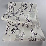 Шпалери вінілові на флізеліні 0.53 × 10.05 м Marburg 6533-30, білі з фіолетово-срібним орнаментом — для спальні, вітальні,кабінета, фото 3