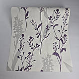 Шпалери вінілові на флізеліні 0.53 × 10.05 м Marburg 6533-30, білі з фіолетово-срібним орнаментом — для спальні, вітальні,кабінета, фото 4