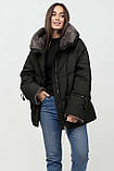 Куртка-пуховик великих розмірів з хутром Plus Size Mishele 46-56 (UKR 46/48-58), фото 3