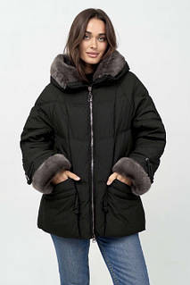 Куртка-пуховик великих розмірів з хутром Plus Size Mishele  46-56 (UKR 46/48-58)