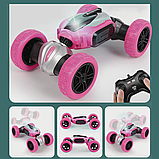Машинка на дистанційному управлінні трюкова з гумовими колесами, рожева, фото 3