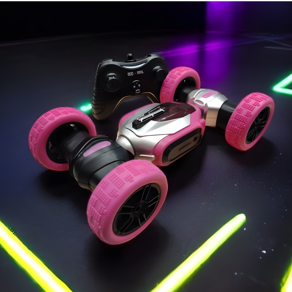Машинка на дистанційному управлінні трюкова з гумовими колесами, рожева, фото 1