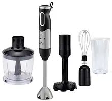 Блендер Monte MT-1923, Black/Inox, 900W, занурювальний, 2 швидкості, мірний стакан 600 мл з кришкою, чаша подрібнювач 500 мл,