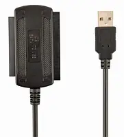 Адаптер USB Cablexpert, Black, USB 2.0 - SATA / IDE 3.5" / IDE 2.5", 1 м, блок живлення (12V / 2A) у комплекті (AUSI01)
