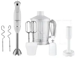 Блендер Liberton LHB-0305 White, 800W, занурювальний, плавне регулювання швидкості, аксесуари: вінчик для збивання, мірний стакан