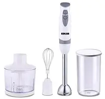 Блендер Edler EDHB-1049, White/Grey, 700W, занурювальний, 2 швидкості, мірний стакан 600мл, подрібнювач 500мл, вінчик для