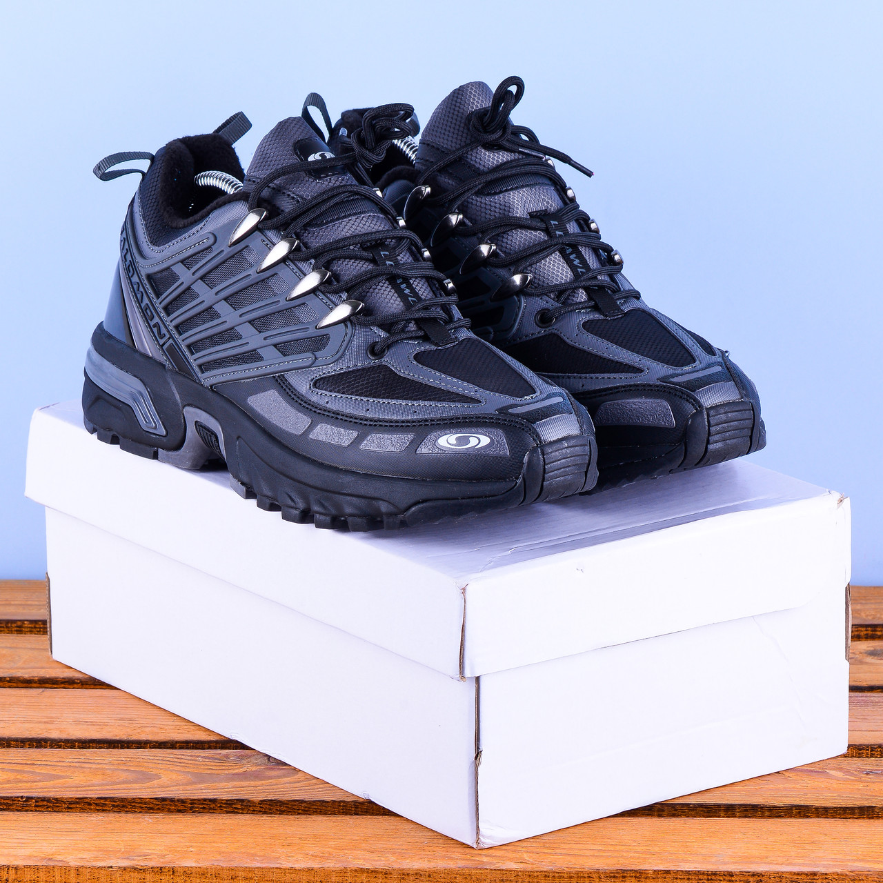 Термо Зимові Кросівки Черевики Salomon чорні з сірим, фото 1