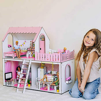 "МРІЯ" ляльковий будиночок NestWood для Барбі, рожевий + вітальня