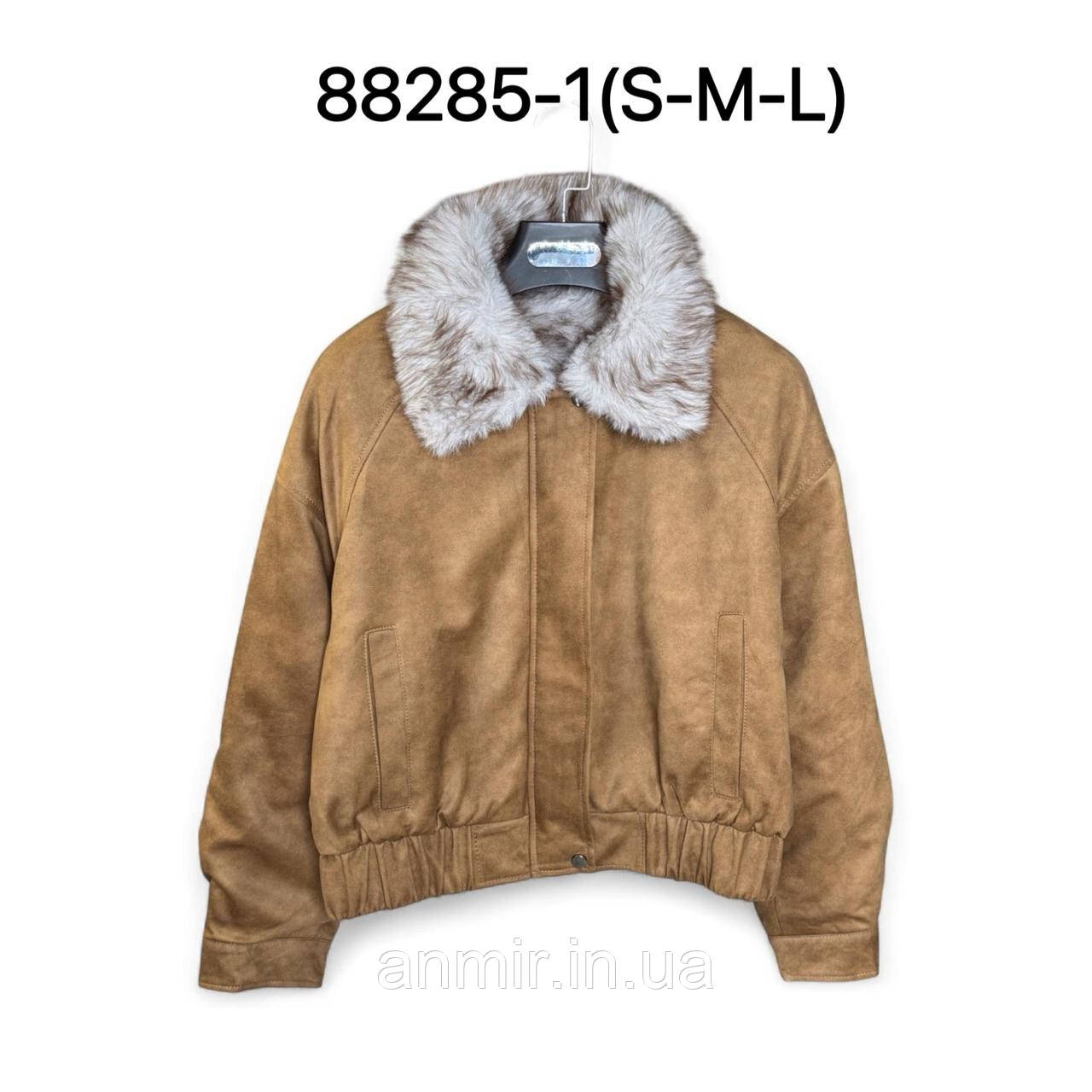 Жіноча зимова дублянка під гумку екошкіра на хутрі норма 42-46, колір бежевий