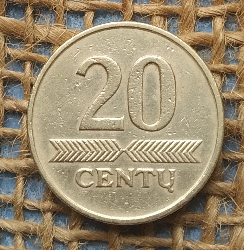20 центiв 1997 року. Литва, фото 1