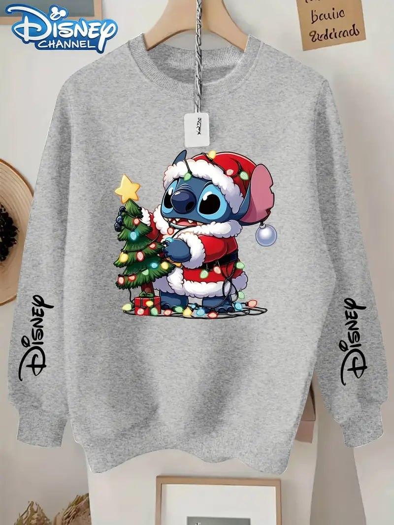 Теплий жіночий світшот із принтом зимовий Стіч, фото 1