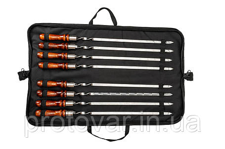 Подарунковий набір шампурів з деревяною руякою в сумці "Єнот-5", фото 1