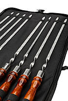 Набір шампурів Enot-5 Brown у сумці з дубовими ручками - 8 шампурів для грилю та природи, фото 5