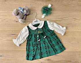 Сукня "Різдвяна Клітка" з пов'язкою для малюків 0/12 міс.; Гурт