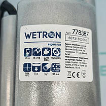 Вібраційний Насос 0.25 кВт H 75м Q 18л/хв Ø100мм 10м кабелю нижній забір WETRON (WVM60-1) (778387), фото 2
