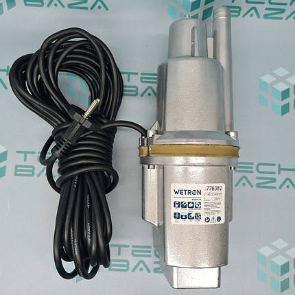Вібраційний Насос 0.25 кВт H 75м Q 18л/хв Ø100мм 10м кабелю верхній забір WETRON (WVM60) (778382), фото 1