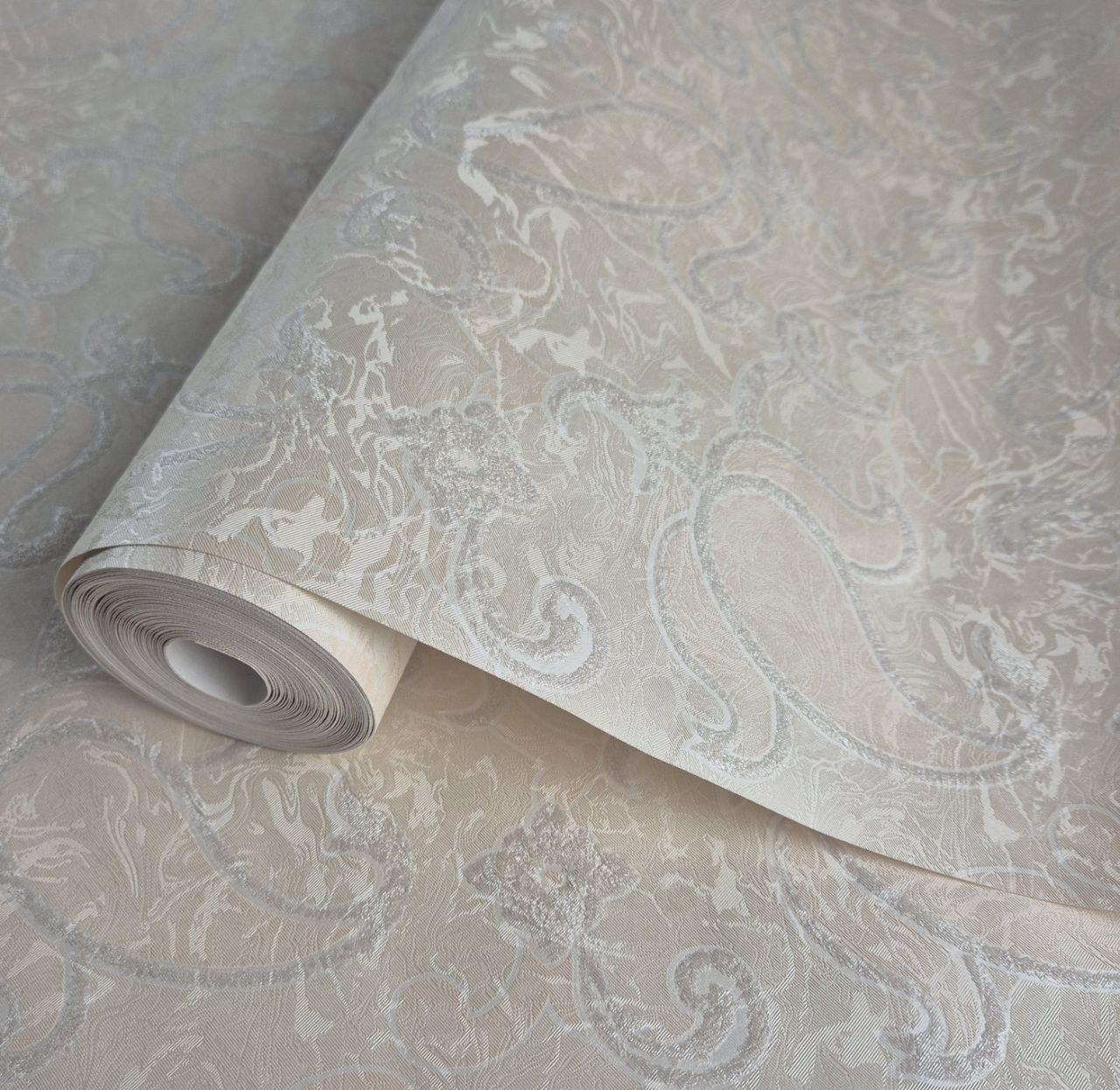 Шпалери вінілові на флізеліні 0.53 × 10.05 м Marburg 74916, бежеві — для спальні, вітальні, коридору, фото 1