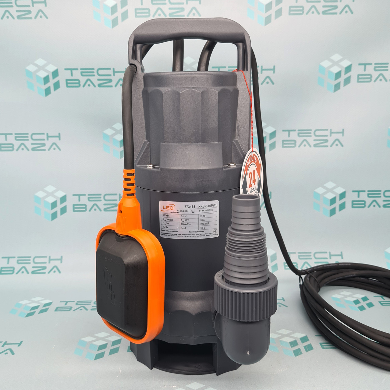 Насос дренажний садовий 0.75кВт Hmax 9м Qmax 300л/хв (част. до 35мм) LEO (773165)