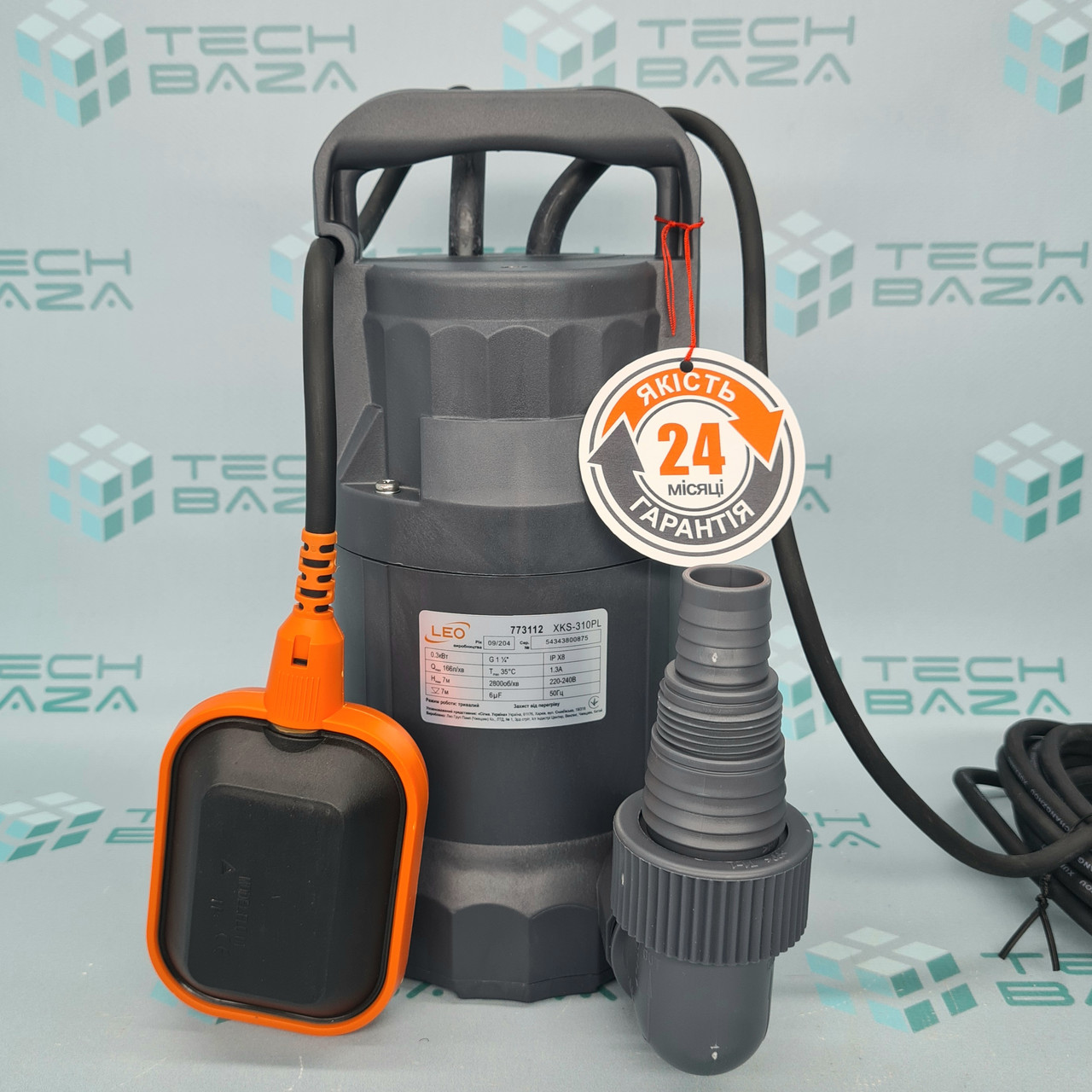 Насос дренажний садовий 0.3кВт Hmax 7м Qmax 166л/хв (част. до 5мм) LEO (773112)