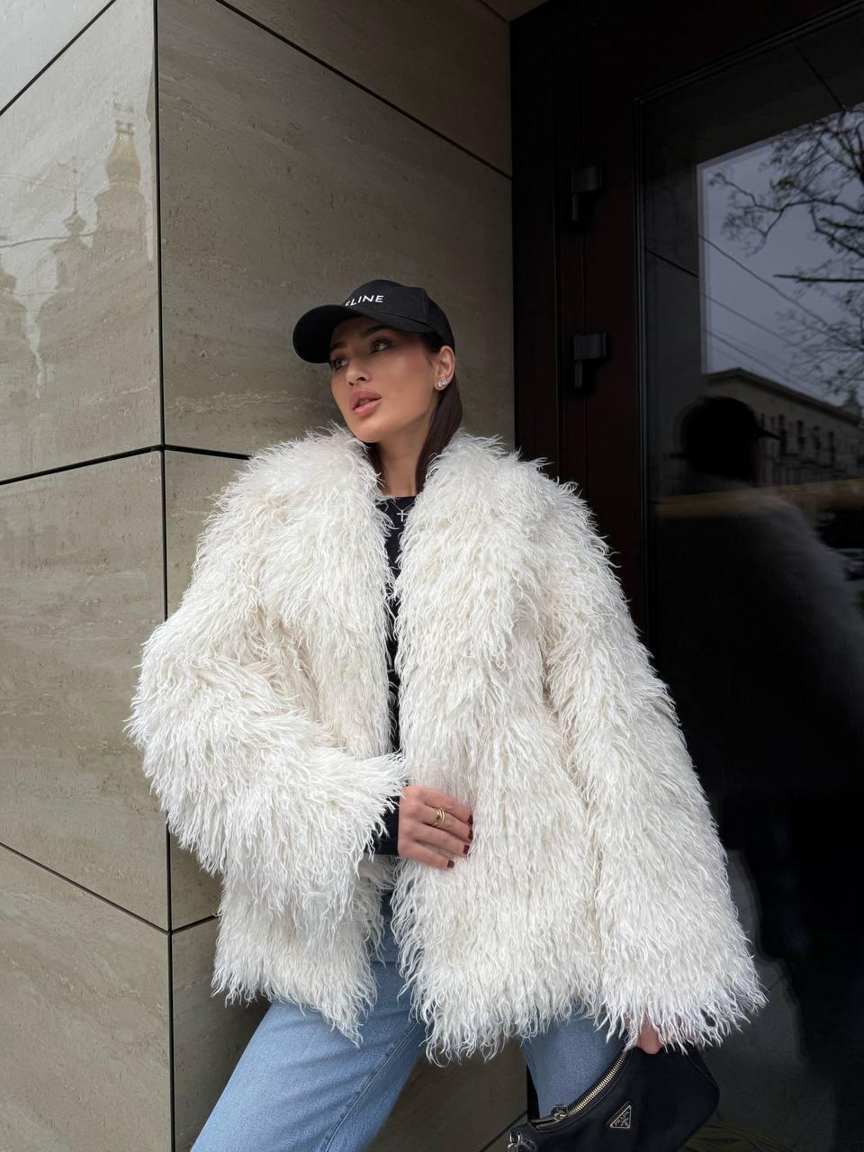 Жіноча подовжена екошуба лама, фото 1