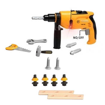 Набір інструментів (автоматичний шуруповерт з підсвічуванням, гайковий ключ, пила, молоток, деталі для збирання) G 278