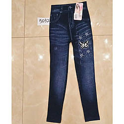 Дитячі лосини з імітацією джинсу на хутрі Розміри: 6-11 років (16392)