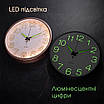 Безшумний настінний годинник люмінесцентний з LED підсвіткою LOSSO CW-30 (золотистий ободок), фото 8