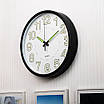 Безшумний настінний годинник люмінесцентний з LED підсвіткою LOSSO CW-30 (чорний ободок), фото 4