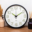 Безшумний настінний годинник люмінесцентний з LED підсвіткою LOSSO CW-30 (чорний ободок), фото 6