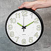 Безшумний настінний годинник люмінесцентний з LED підсвіткою LOSSO CW-30 (чорний ободок), фото 8