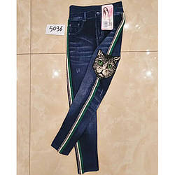 Дитячі лосини з імітацією джинсу на хутрі "Кішечка" Розміри: 6-11 років (16393)