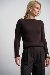 Кофта тепла лонгслів жіноча на осінь з шерсті шоколадний