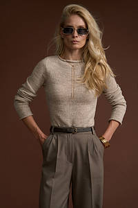 Кофта тепла лонгслів жіноча на осінь з шерсті льон