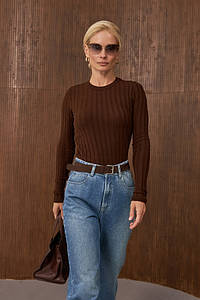 Кофта жіноча трикотажна в рубчик коричнева