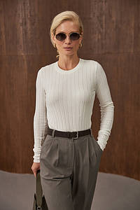 Кофта жіноча трикотажна в рубчик молочна