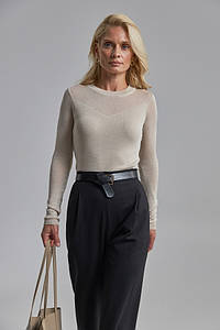 Кофта лонгслів жіноча на осінь сітка перламутрова