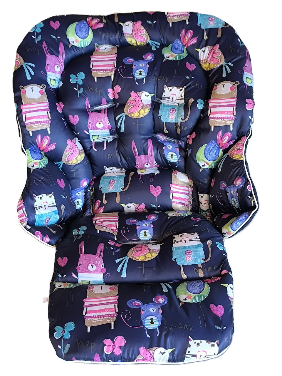 Чохол на стільчик для годування Сhicco Polly Progres 5, Звірі на темно-синьому DavLu (Pr-00016), фото 1