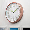 Безшумний настінний годинник люмінесцентний з LED підсвіткою LOSSO CW-30 (золотистий ободок), фото 3