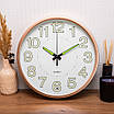 Безшумний настінний годинник люмінесцентний з LED підсвіткою LOSSO CW-30 (золотистий ободок), фото 7
