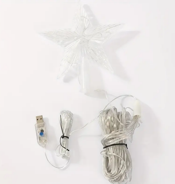 Зірка для ялинки з водоспад 2.2 м USB різнокольорова SAM-3330, фото 1