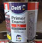 Ґрунт-емаль для металу по іржі 3 в 1 Delfi хакі МАТОВА 2.8кг містить Захист від корозії Адгезійний ґрунт Декоративну емаль, фото 2