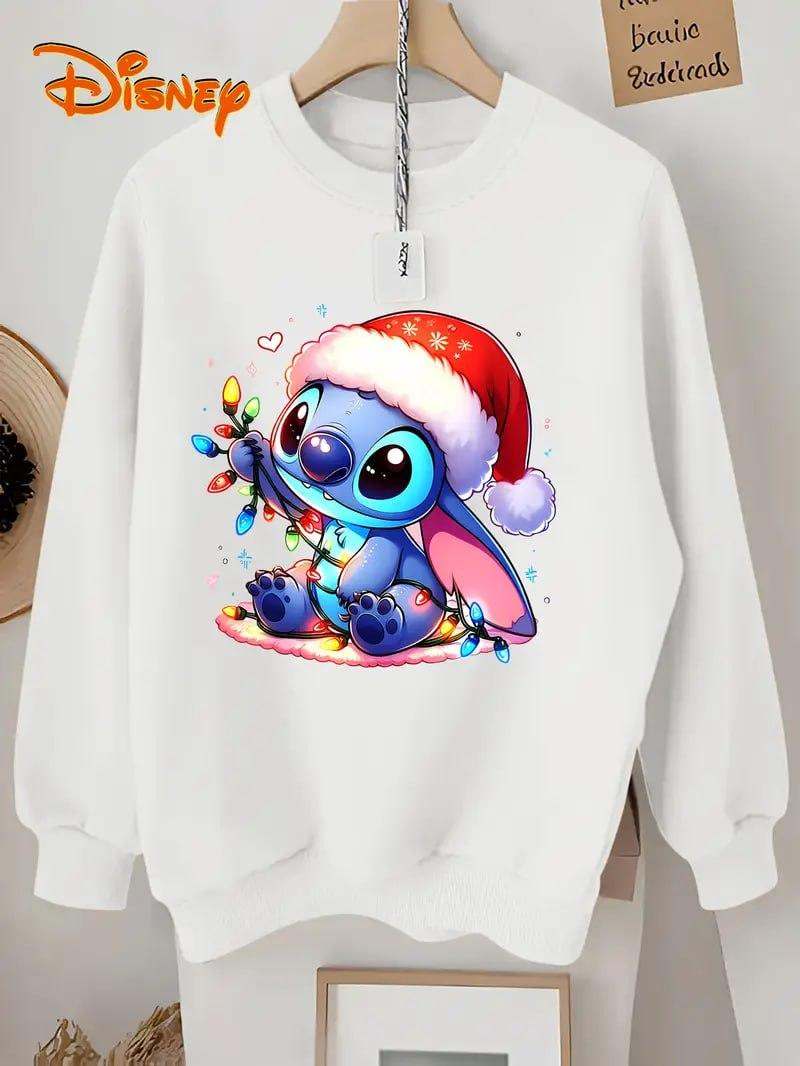 Теплий жіночий світшот із принтом Стіча с герляндой, фото 1