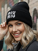 Шапка унісекс Shovel Miu Miu тепла з відворотом чорна