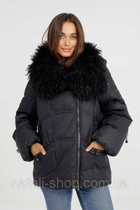 Пуховик з хутром лами Mishele 44, 46, 48, 50, 52, 54, фото 1