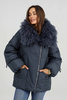 Пуховик з хутром лами Mishele 46,50, 52, 54