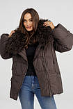 Пуховик з хутром лами Mishele 46, 48, фото 2