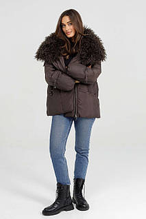 Пуховик з хутром лами Mishele 46, 48